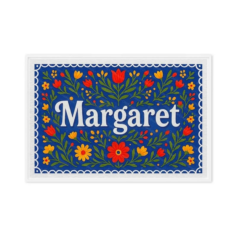 Margaret Name Art - Floral Farmhouse personalized wall print for kids