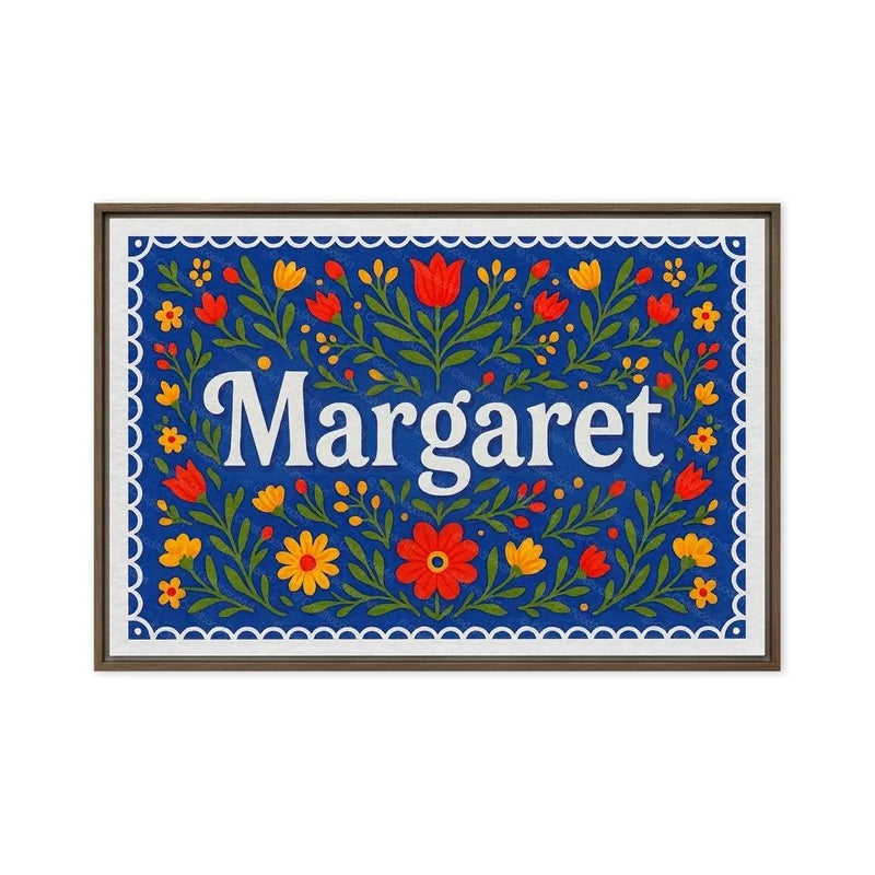 Margaret Name Art - Floral Farmhouse personalized wall print for kids