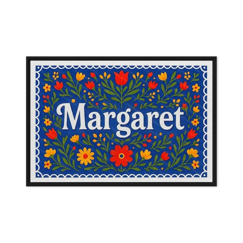 Margaret Name Art - Floral Farmhouse personalized wall print for kids