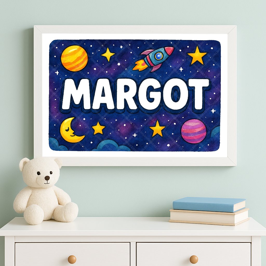 Personalized space name art for Margot