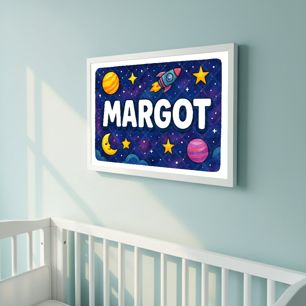Personalized space name art for Margot