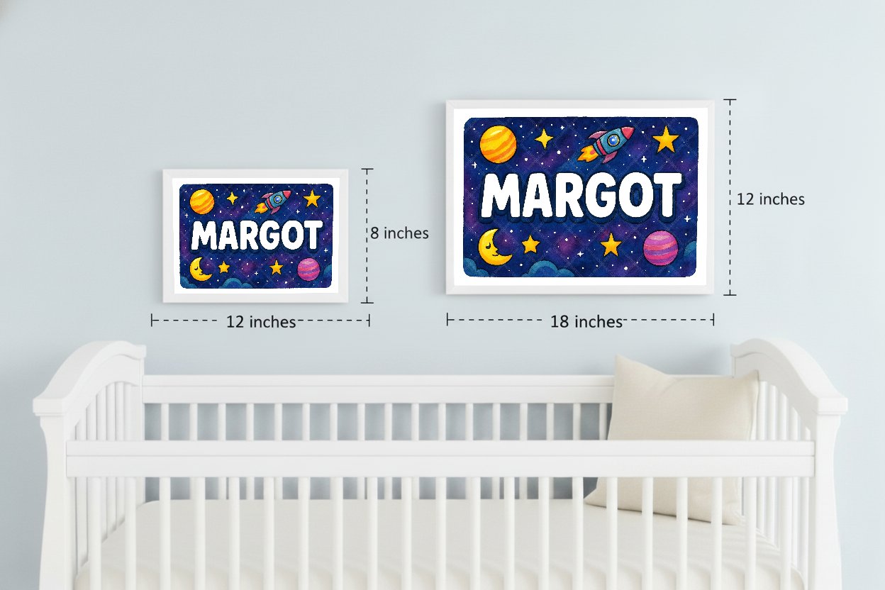 Personalized space name art for Margot