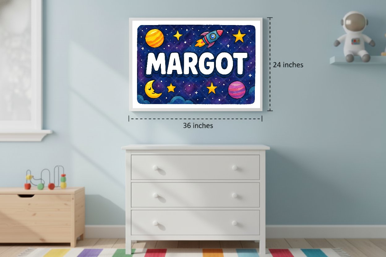 Personalized space name art for Margot