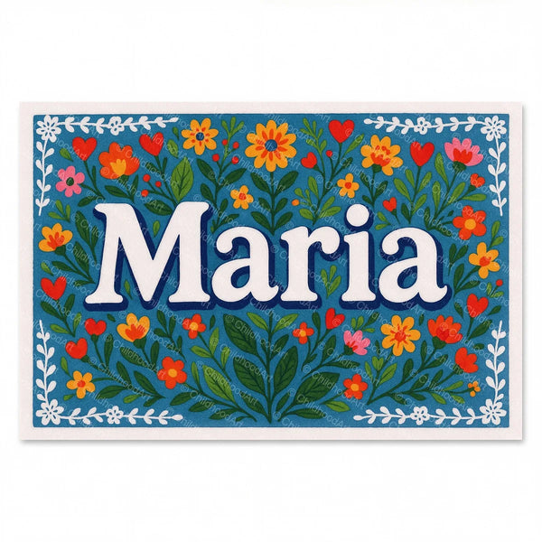 Maria Floral Farmhouse Name Art
