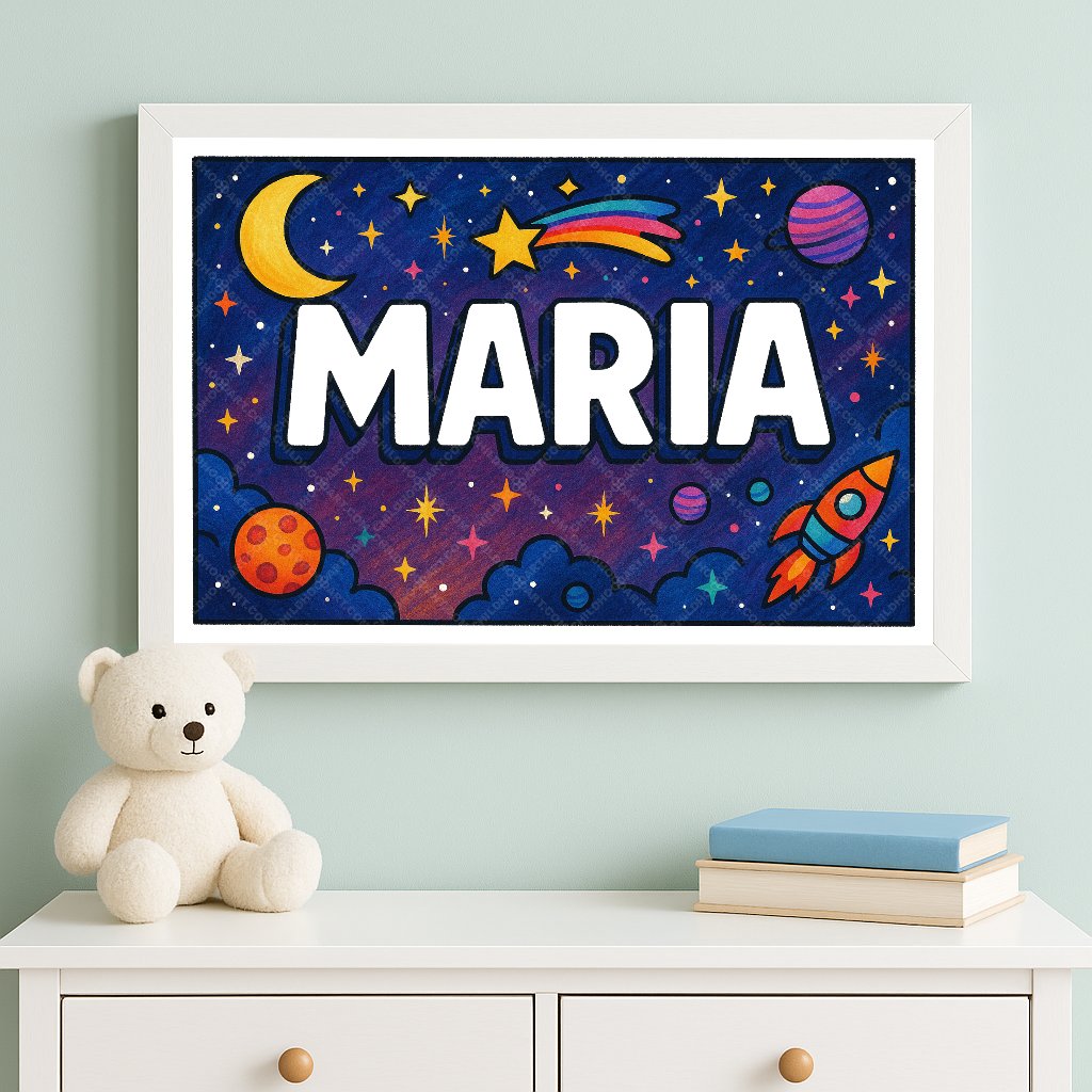 Personalized space name art for Maria