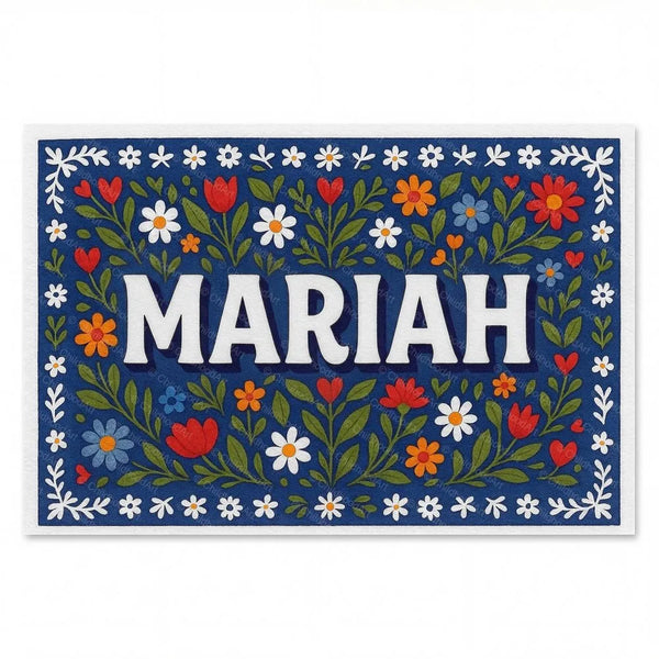 Mariah Name Art - Floral Farmhouse Personalized Wall Art