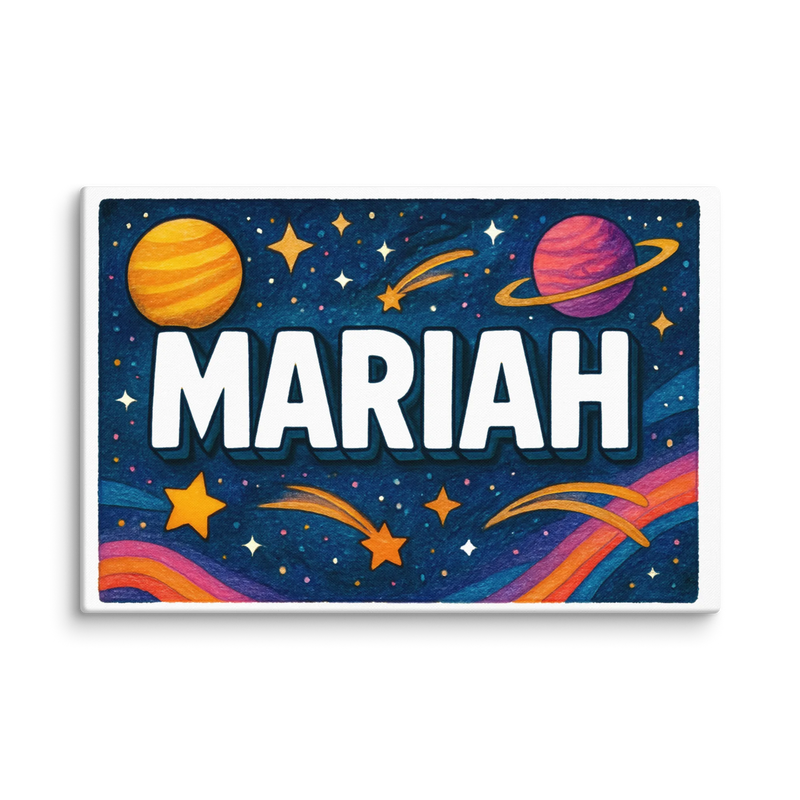 Mariah Name Art - Space Explorers personalized wall print for kids