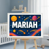 Mariah Name Art - Space Explorers personalized wall print for kids