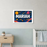 Mariah Name Art - Space Explorers personalized wall print for kids
