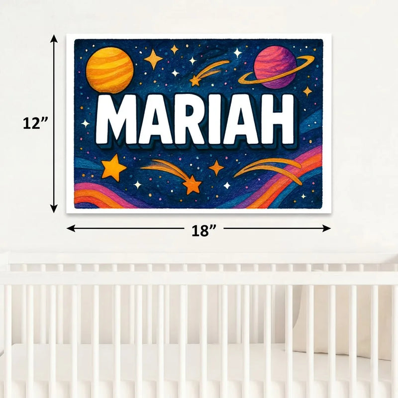 Mariah Name Art - Space Explorers personalized wall print for kids
