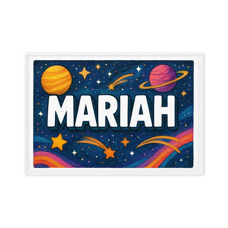 Mariah Name Art - Space Explorers personalized wall print for kids