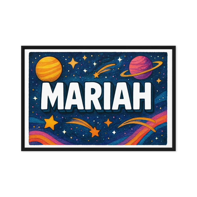Mariah Name Art - Space Explorers personalized wall print for kids