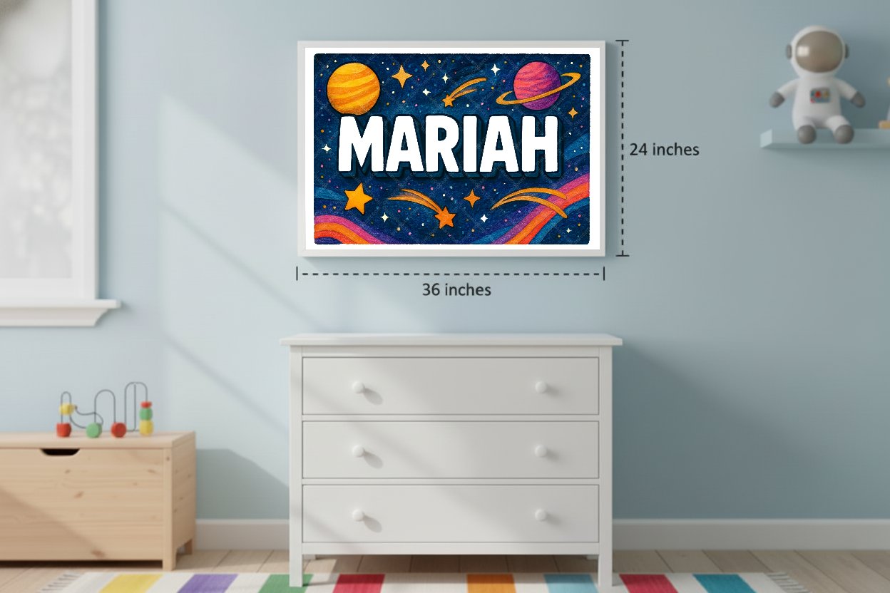 Personalized space name art for Mariah