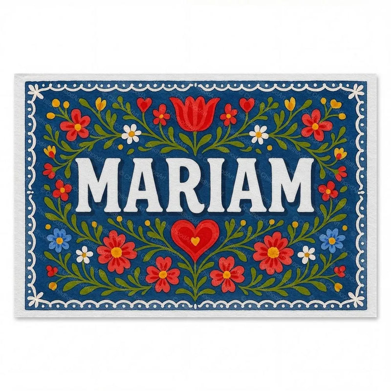 Mariam Name Art - Floral Farmhouse personalized wall print for kids