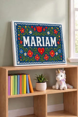 Mariam Name Art - Floral Farmhouse personalized wall print for kids