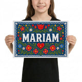 Mariam Name Art - Floral Farmhouse personalized wall print for kids
