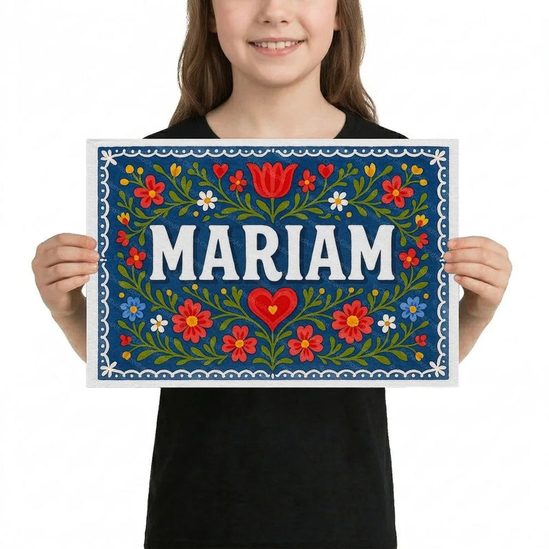 Mariam Name Art - Floral Farmhouse personalized wall print for kids