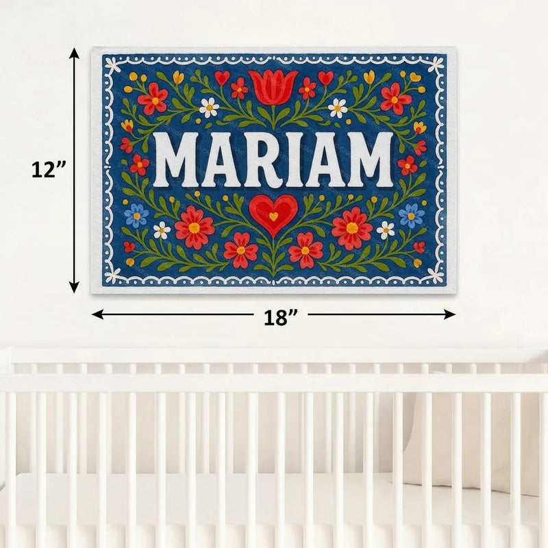 Mariam Name Art - Floral Farmhouse personalized wall print for kids
