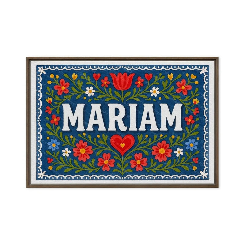 Mariam Name Art - Floral Farmhouse personalized wall print for kids