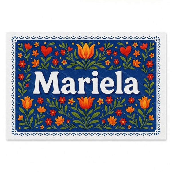 Personalized Mariela name art print in the Floral farmhouse style