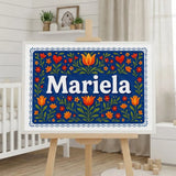 Mariela Name Art - Floral Farmhouse personalized wall print for kids