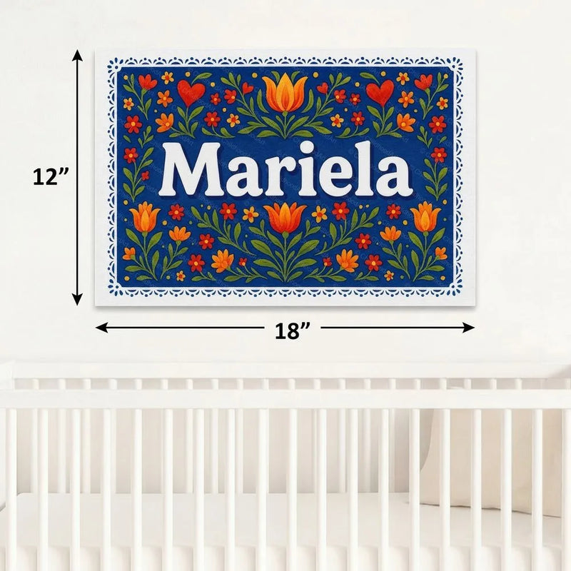 Mariela Name Art - Floral Farmhouse personalized wall print for kids