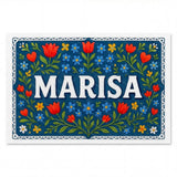 Marisa Name Art - Floral Farmhouse personalized wall print for kids