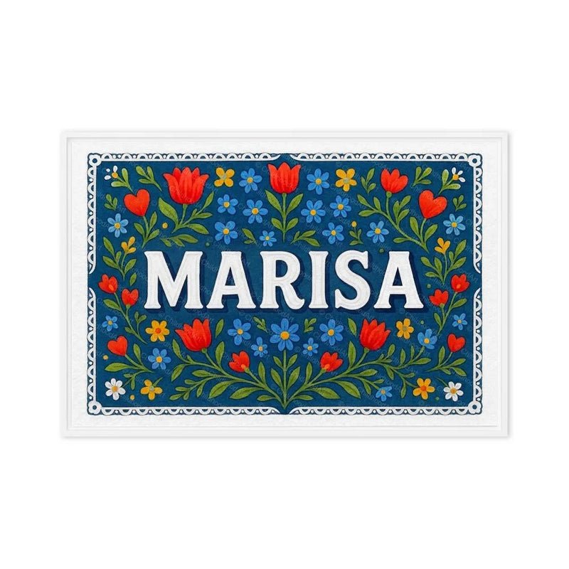 Marisa Name Art - Floral Farmhouse personalized wall print for kids