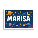 Marisa Name Art - Space Explorers personalized wall print for kids