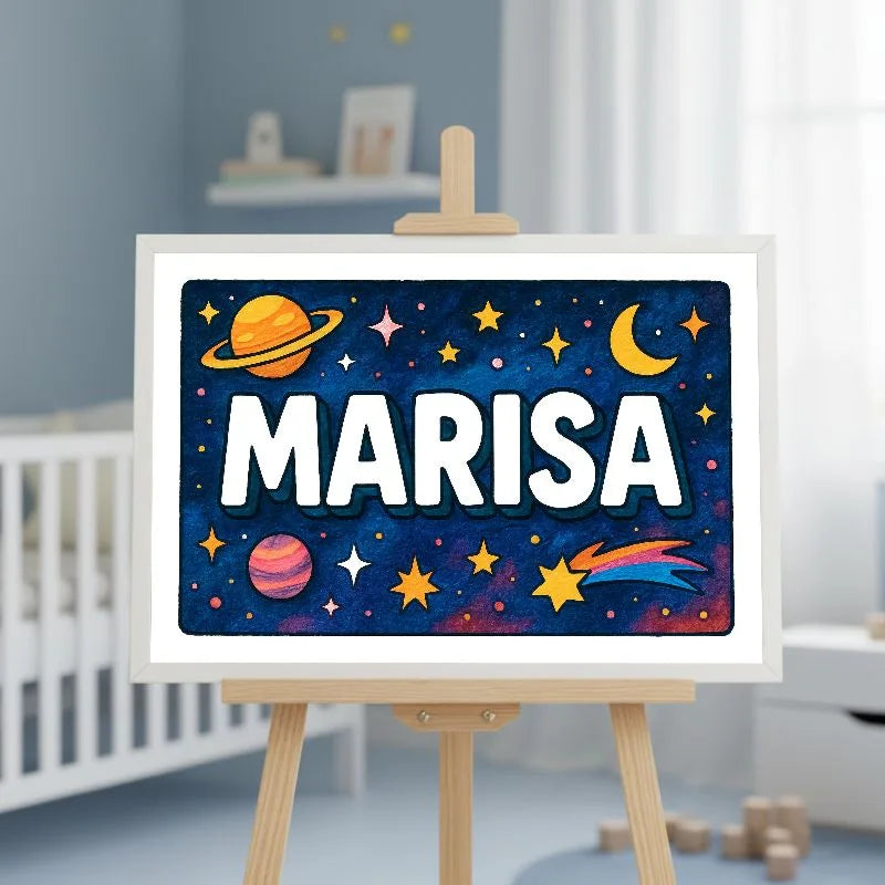 Marisa Name Art - Space Explorers personalized wall print for kids