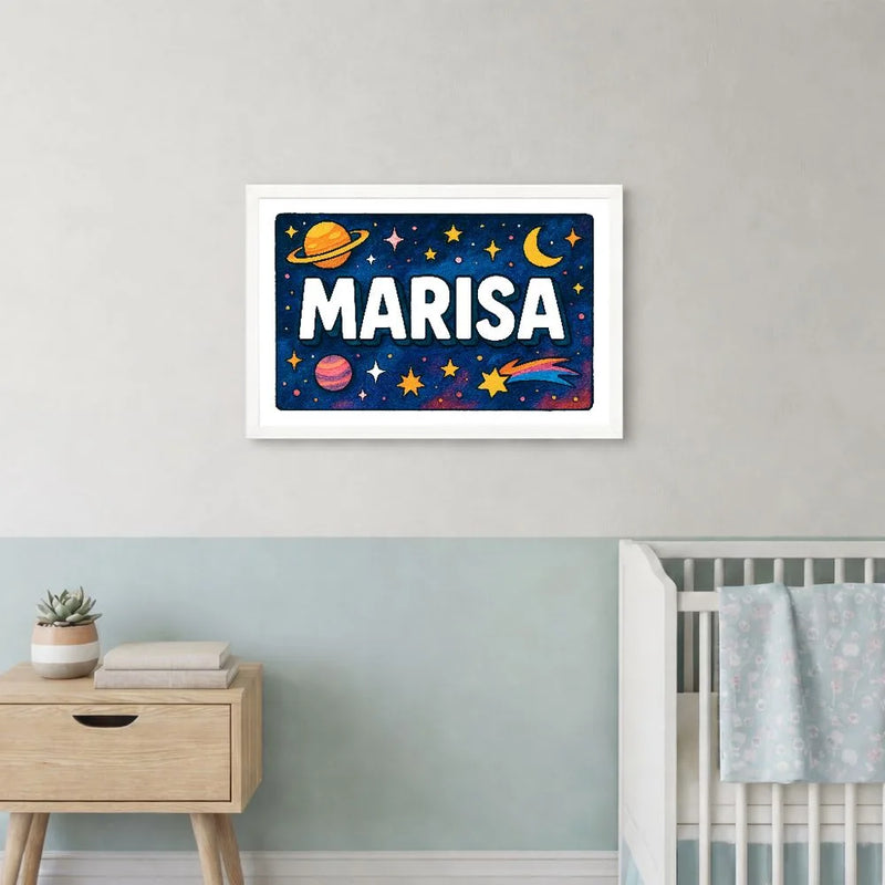 Marisa Name Art - Space Explorers personalized wall print for kids