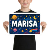 Marisa Name Art - Space Explorers personalized wall print for kids