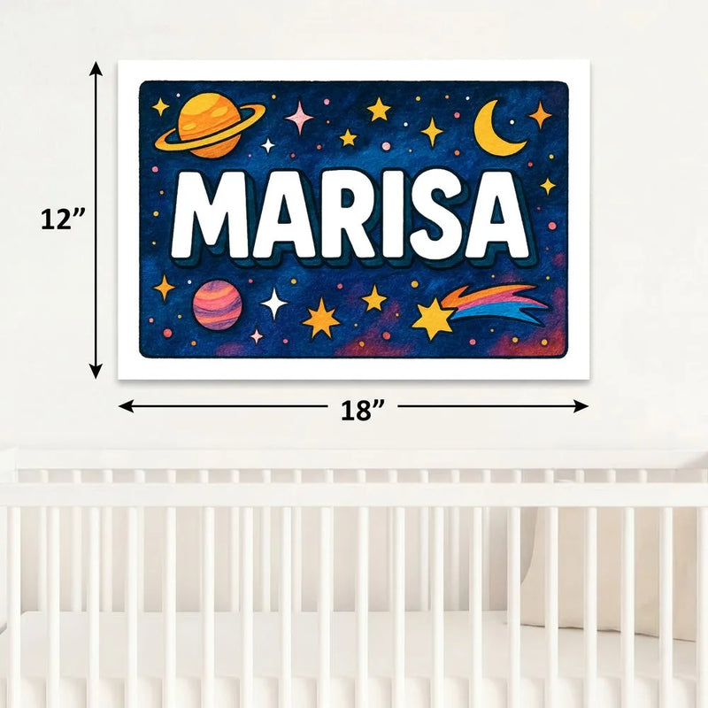 Marisa Name Art - Space Explorers personalized wall print for kids