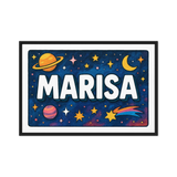 Marisa Name Art - Space Explorers personalized wall print for kids
