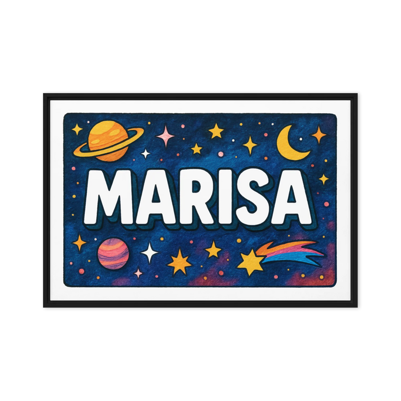 Marisa Name Art - Space Explorers personalized wall print for kids