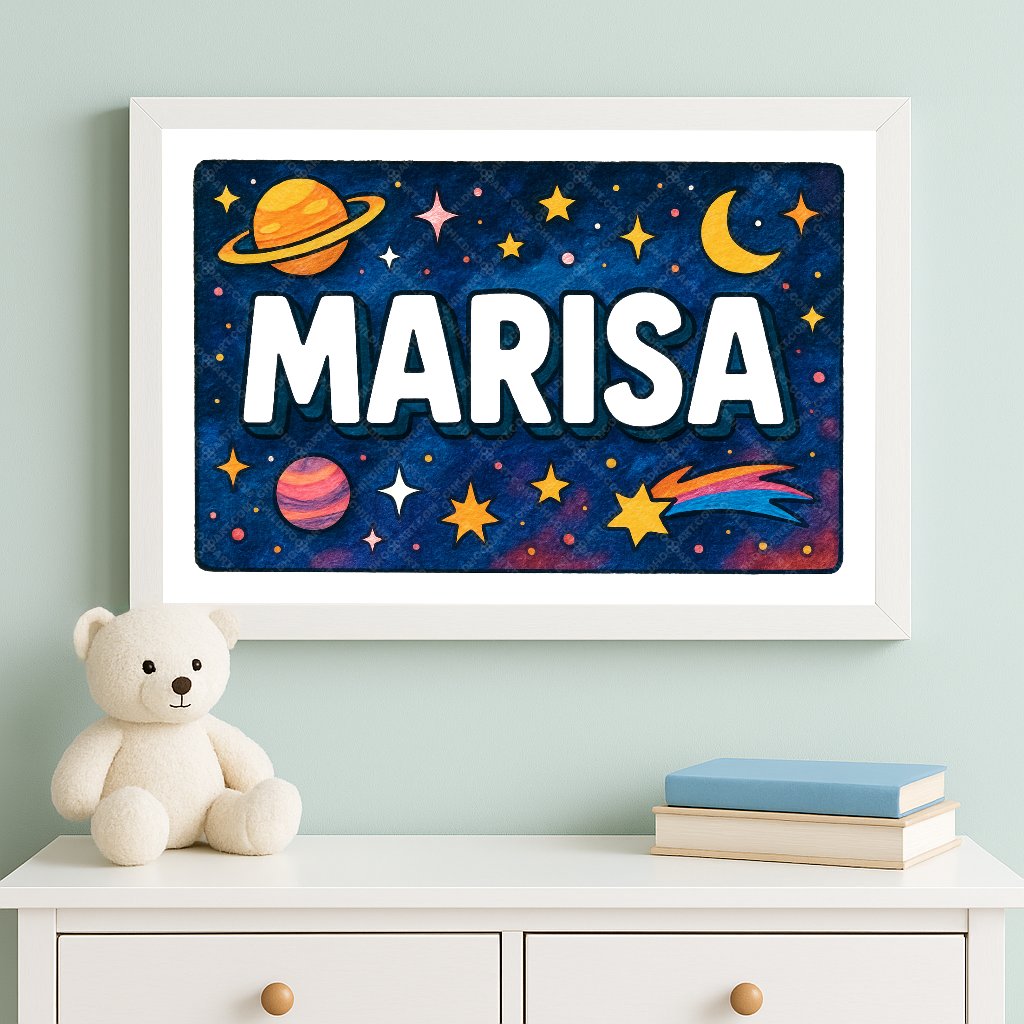 Personalized space name art for Marisa