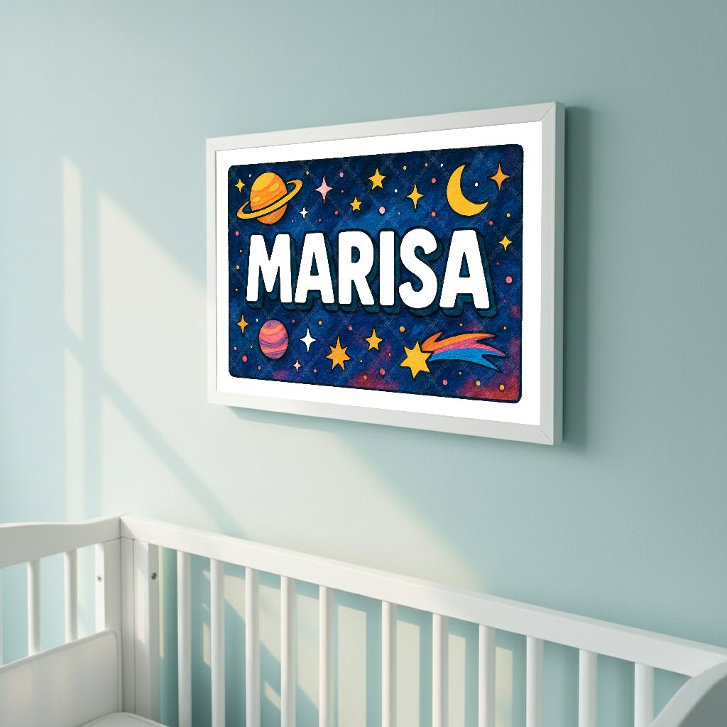 Personalized space name art for Marisa