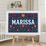 Marissa Name Art - Floral Farmhouse personalized wall print for kids