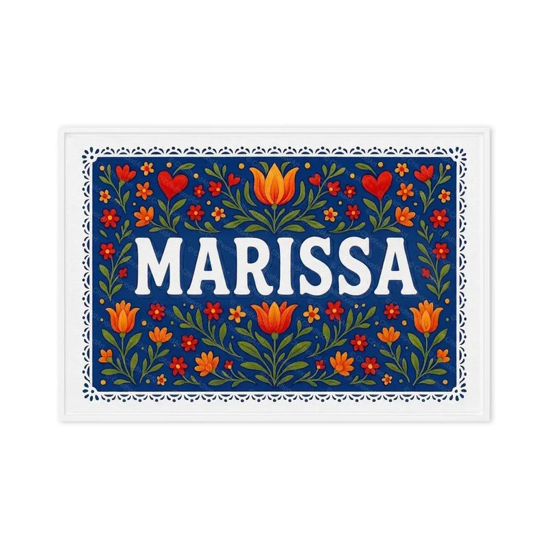Marissa Name Art - Floral Farmhouse personalized wall print for kids