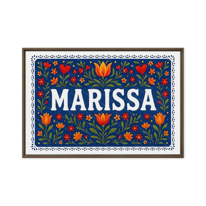 Marissa Name Art - Floral Farmhouse personalized wall print for kids