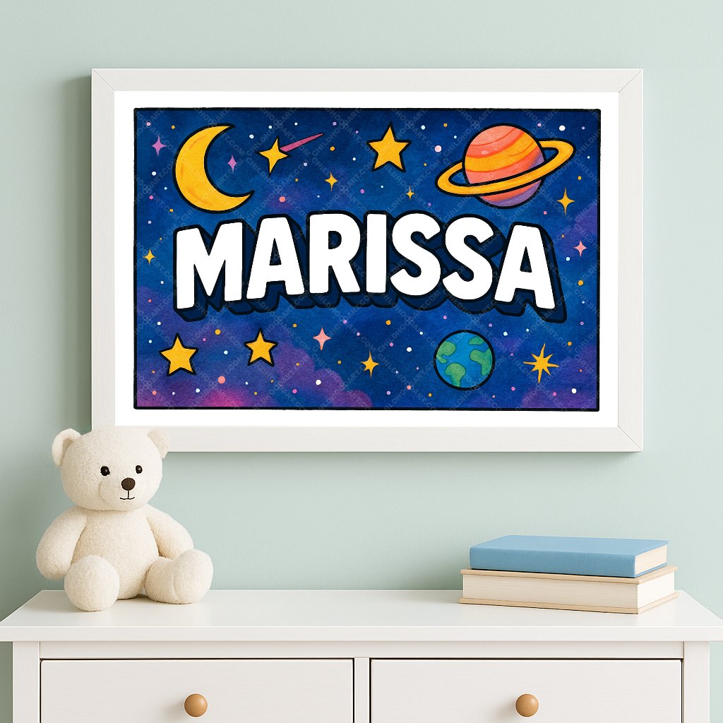Personalized space name art for Marissa