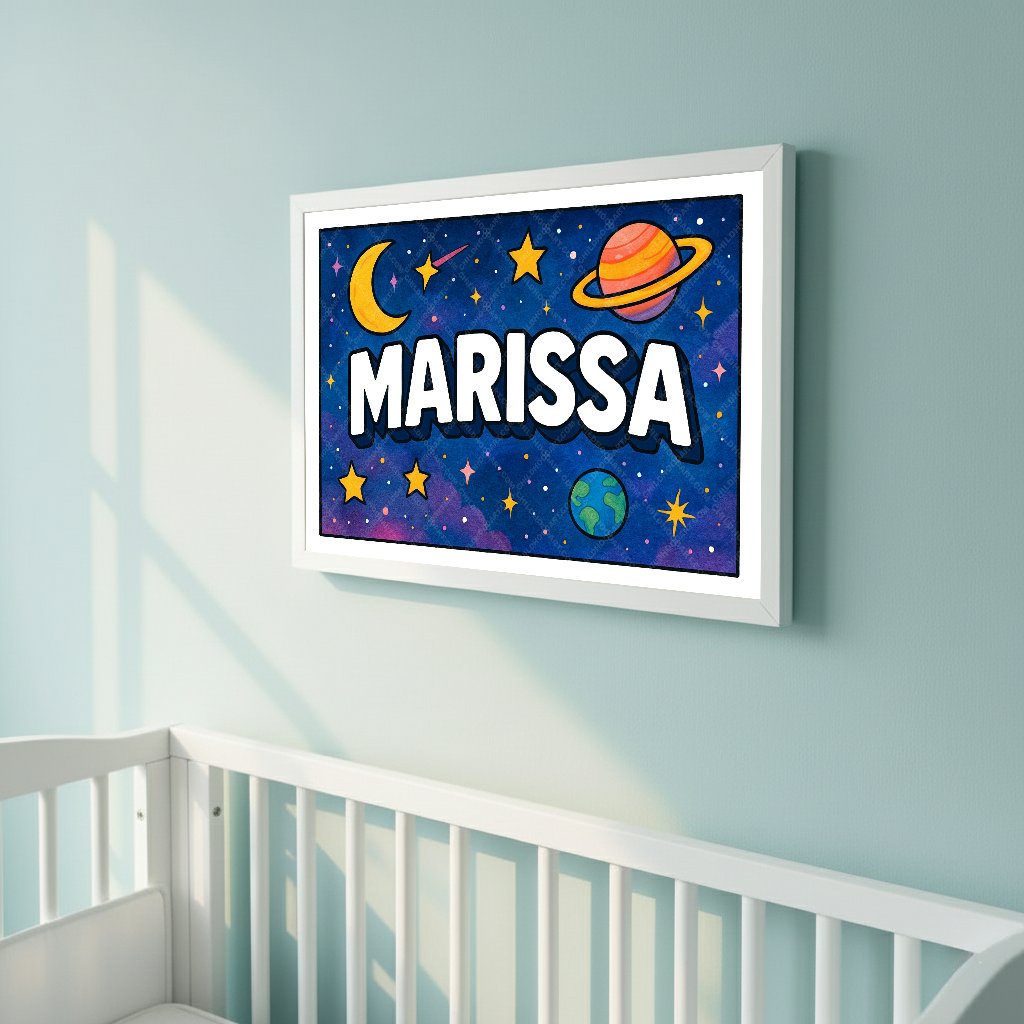 Personalized space name art for Marissa