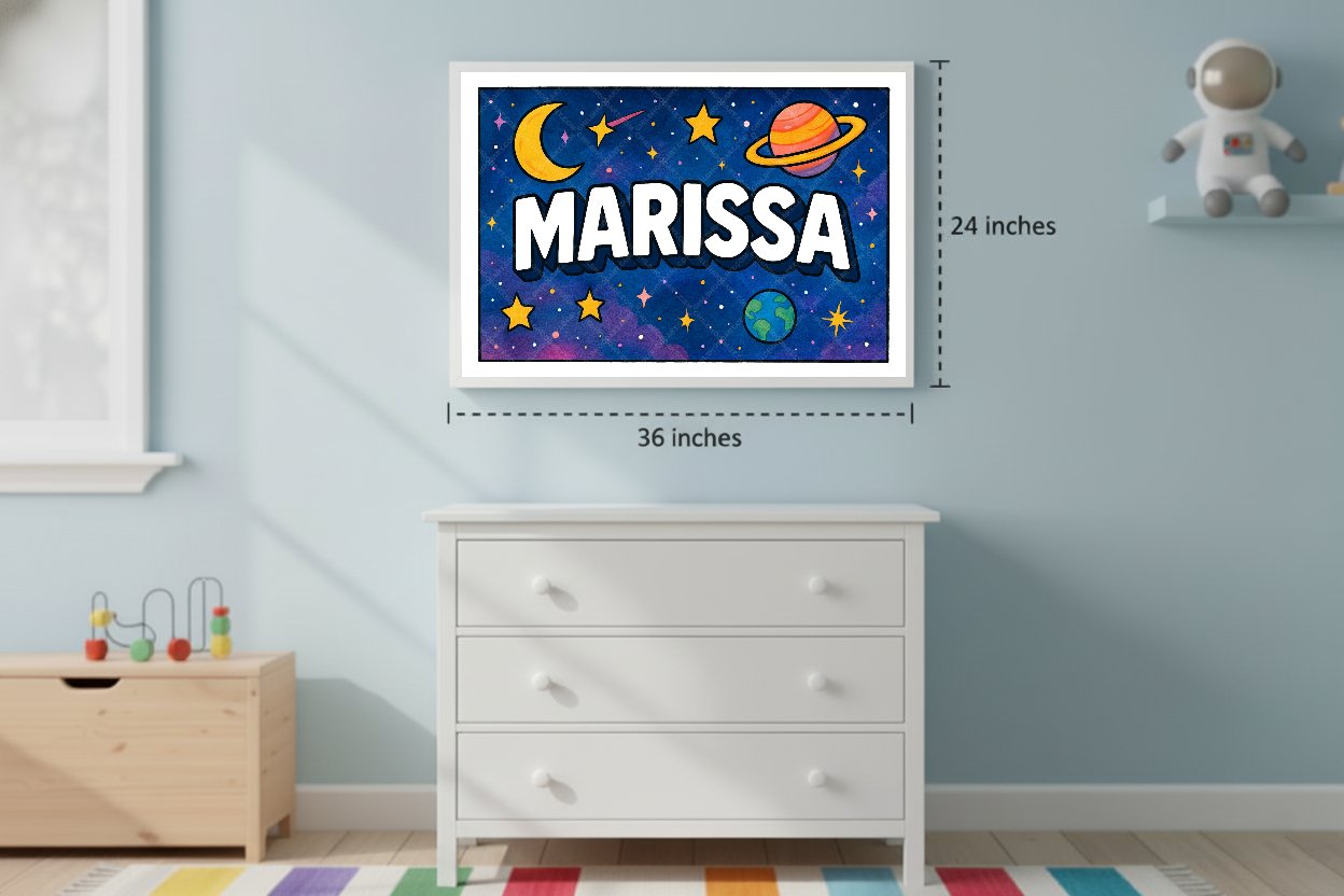 Personalized space name art for Marissa