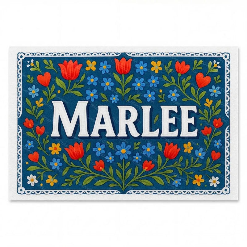 Marlee Name Art - Floral Farmhouse personalized wall print for kids
