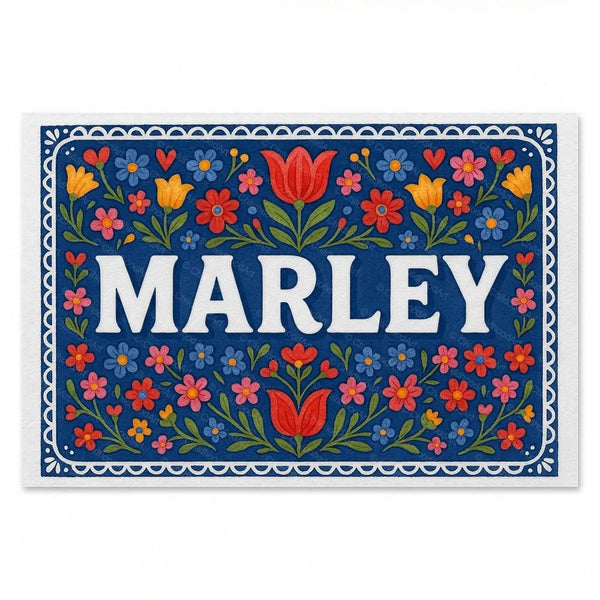 Marley Name Art - Floral Farmhouse Personalized Wall Art