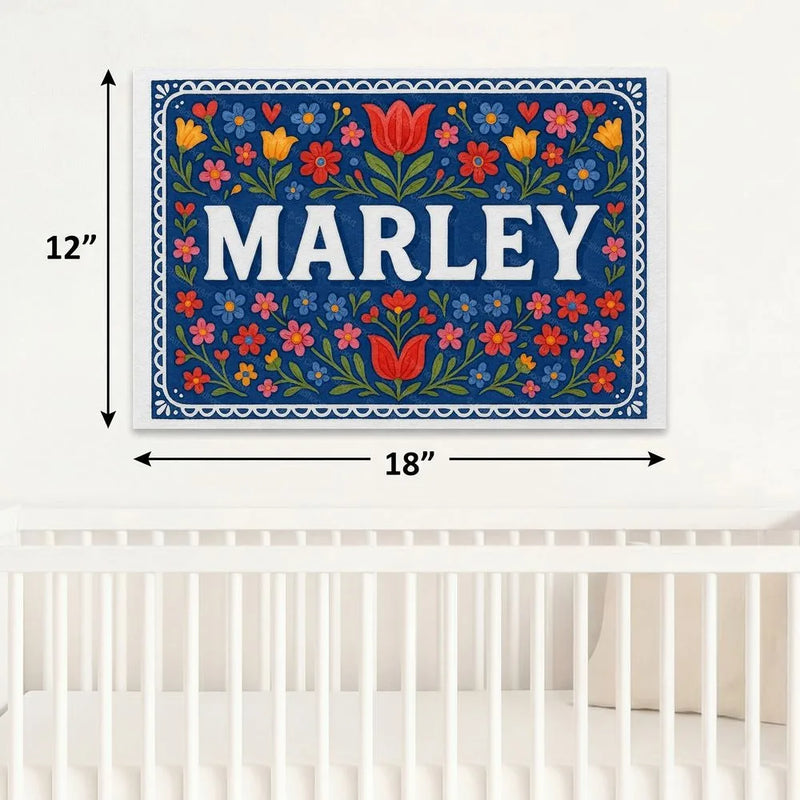 Marley Name Art - Floral Farmhouse personalized wall print for kids