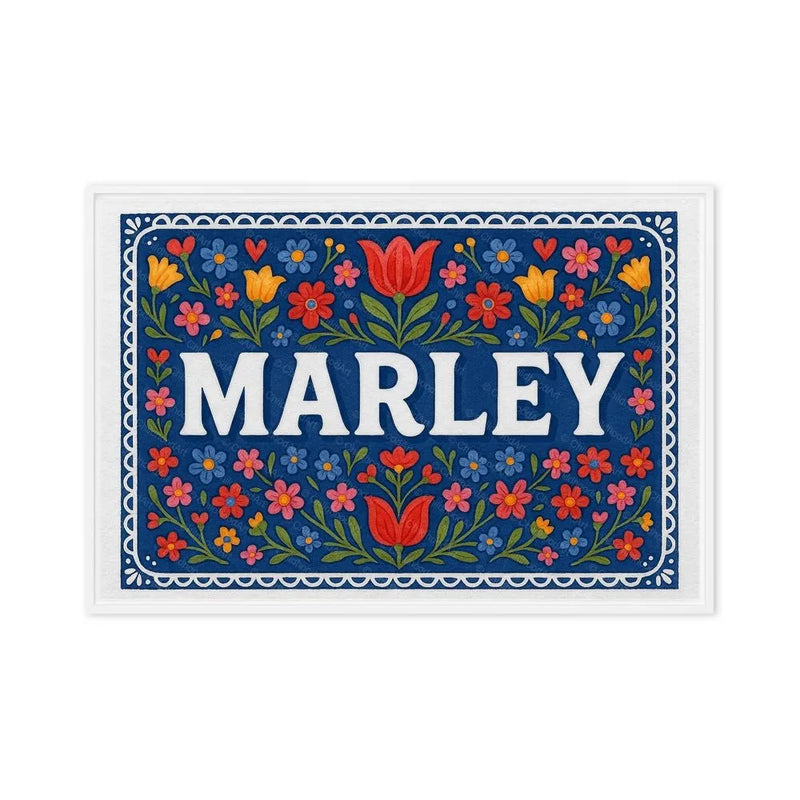 Marley Name Art - Floral Farmhouse personalized wall print for kids