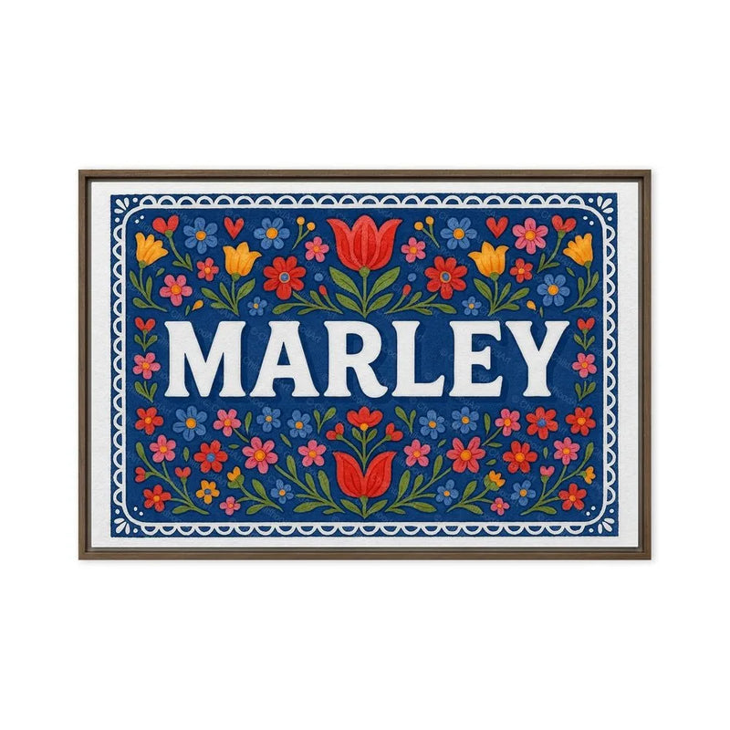 Marley Name Art - Floral Farmhouse personalized wall print for kids