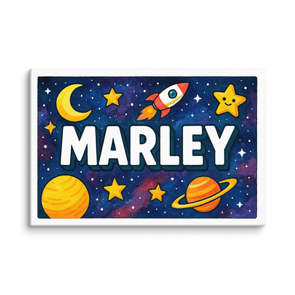 Marley Name Art - Space Explorers Personalized Wall Art