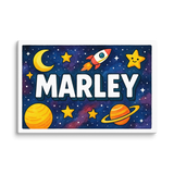 Marley Name Art - Space Explorers personalized wall print for kids